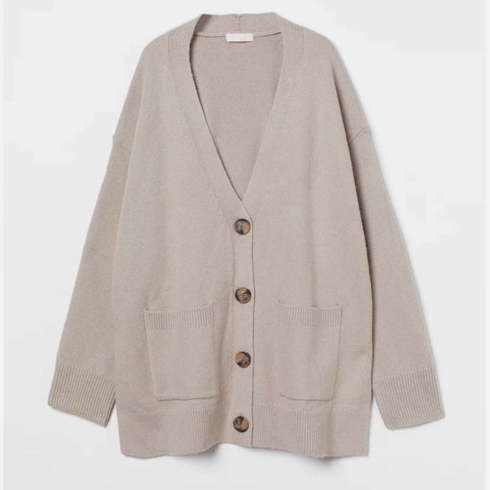H&M boxy cardigan light taupe XS